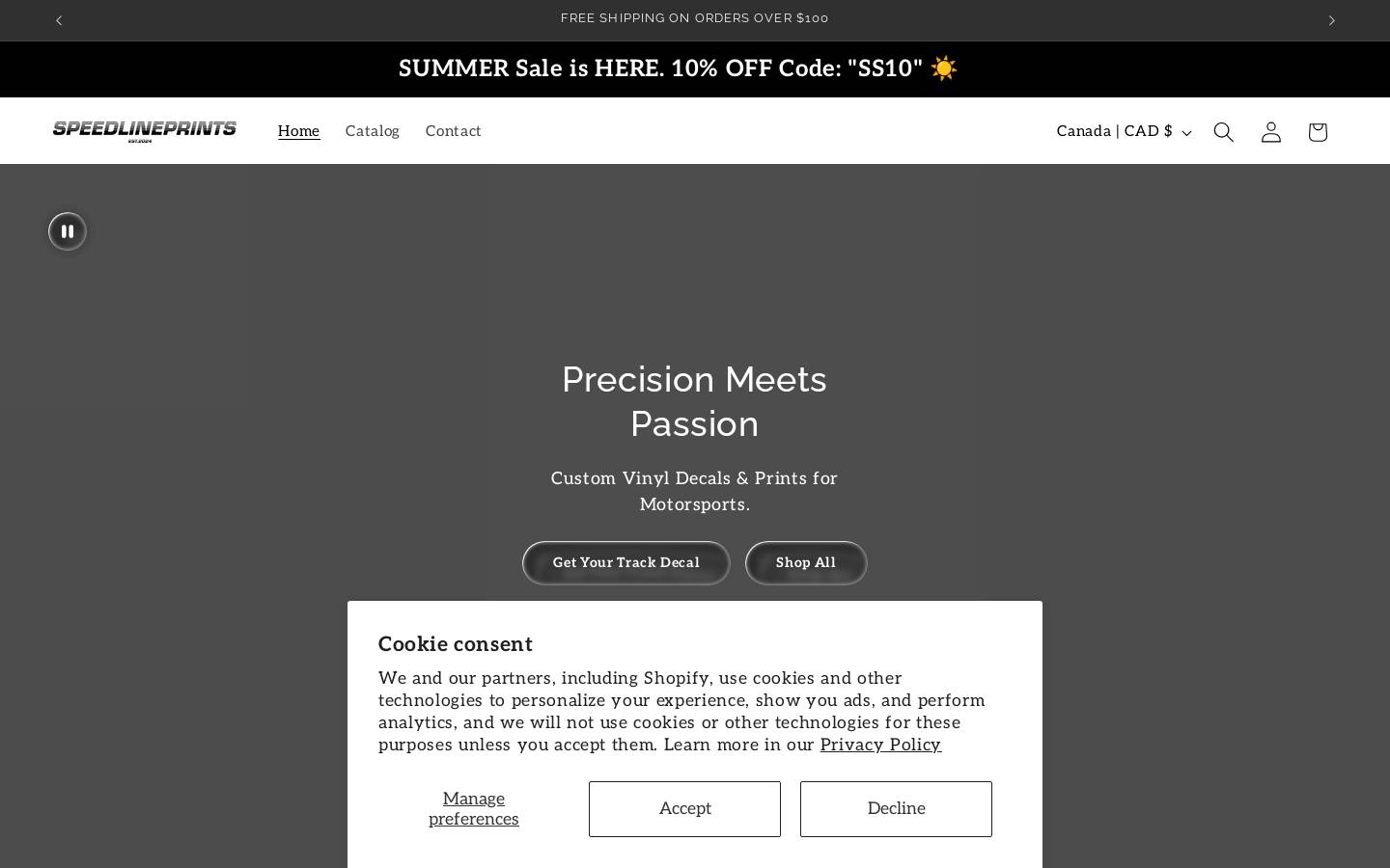 speedlineprints.com homepage screenshot