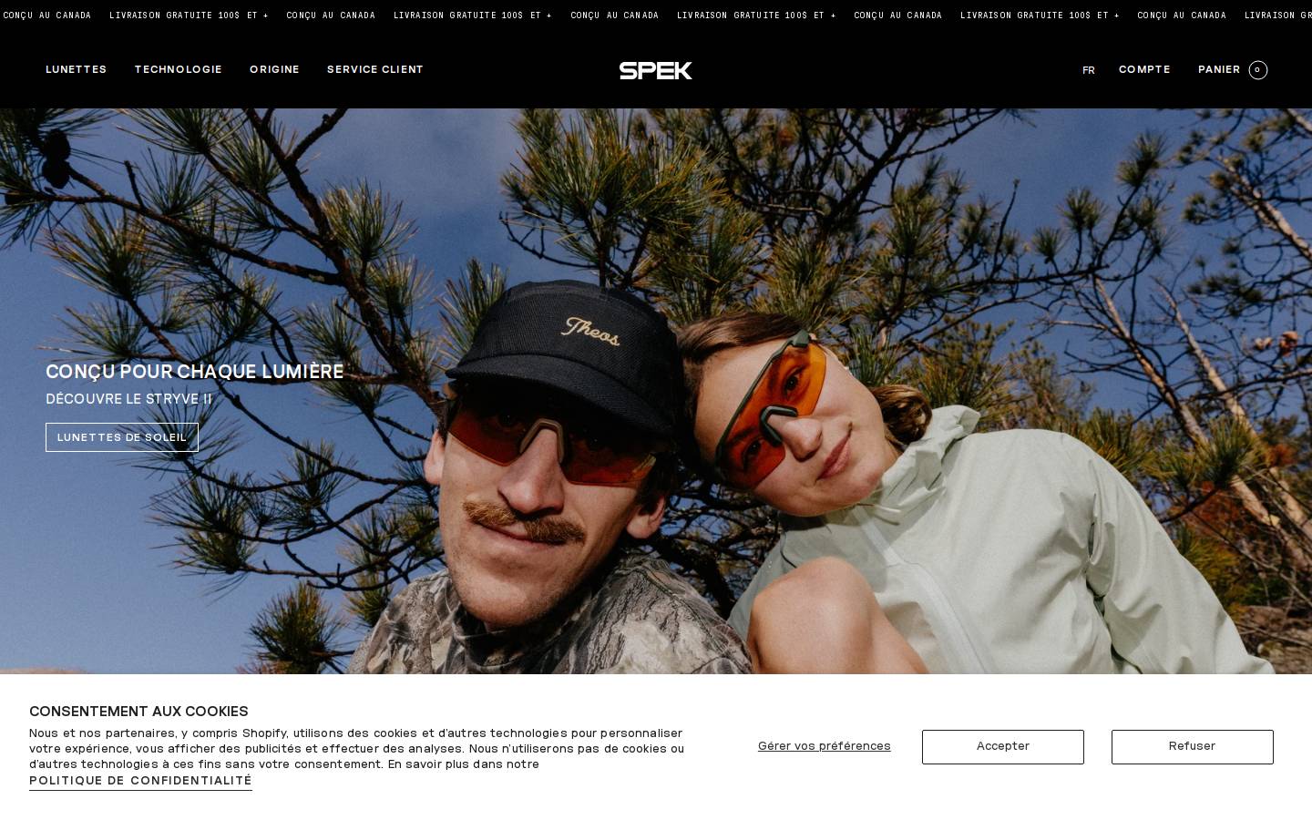 spekoptics.ca homepage screenshot