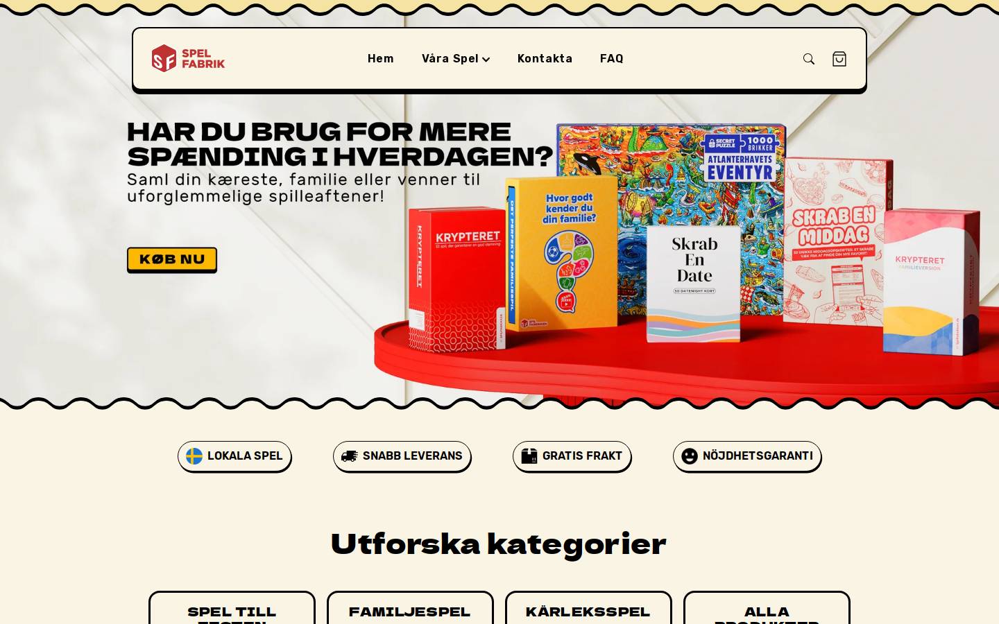 Spelfabrik homepage screenshot