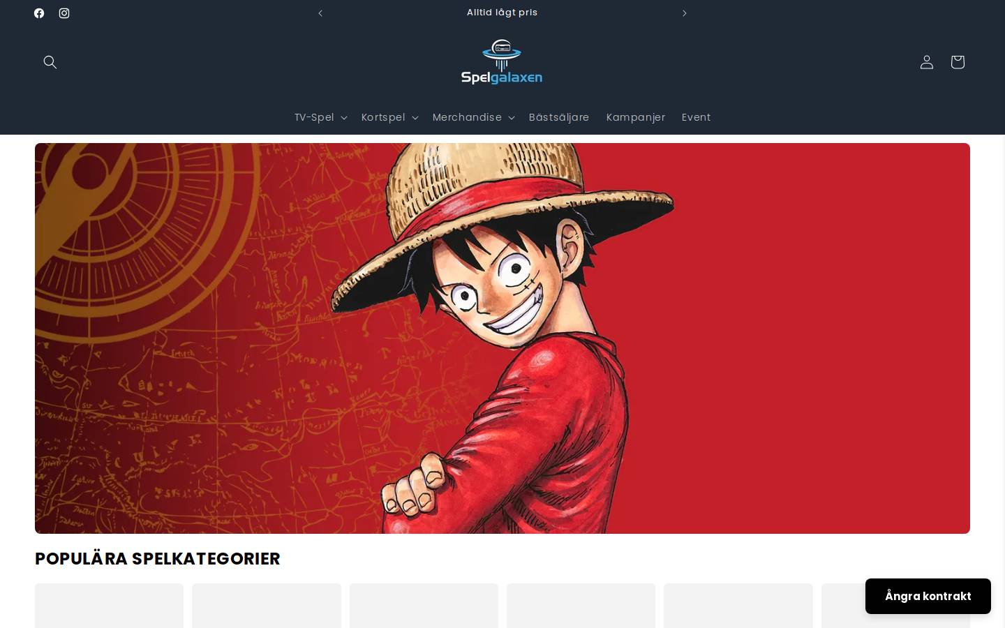 Spelgalaxen homepage screenshot