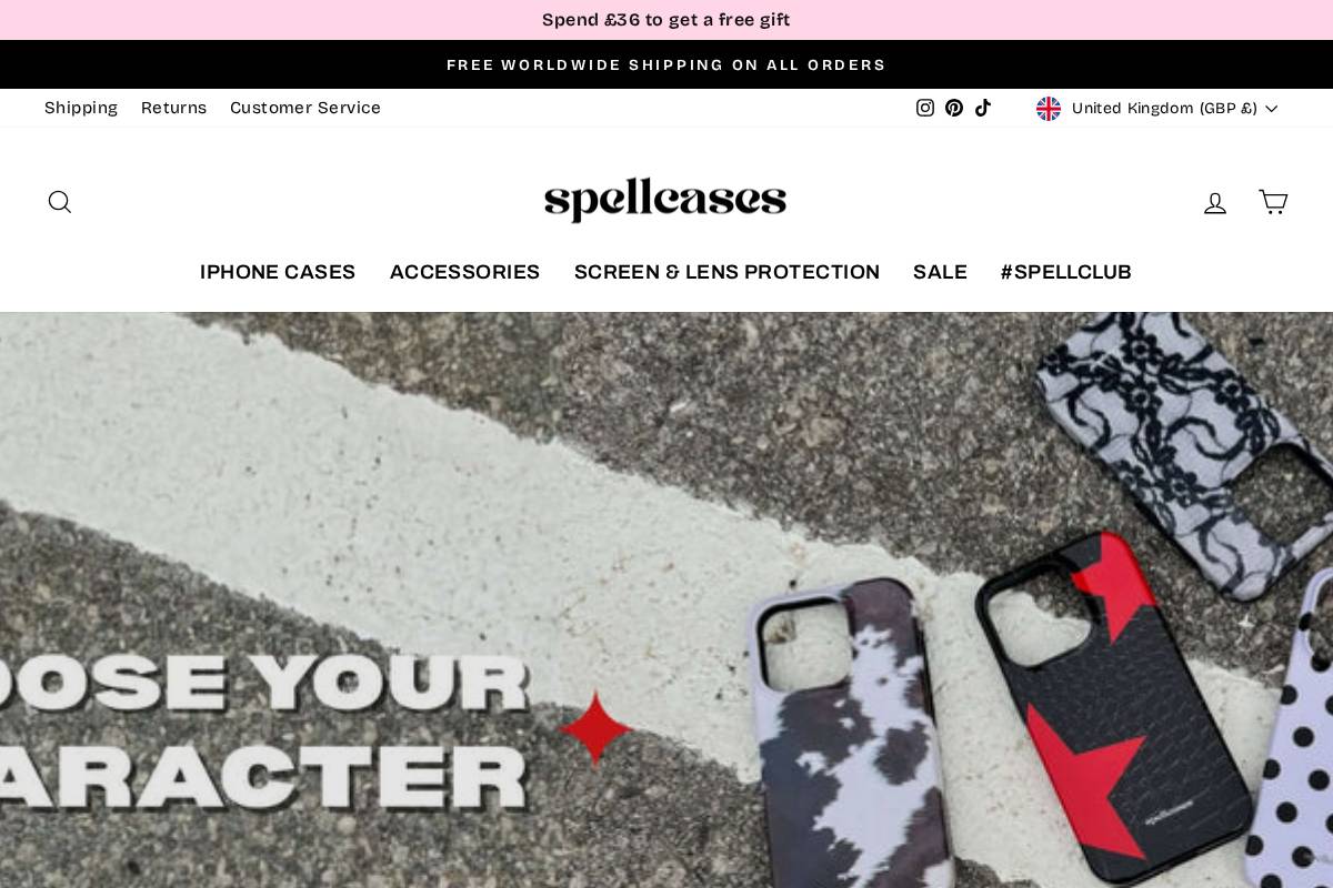 Spell Cases homepage screenshot