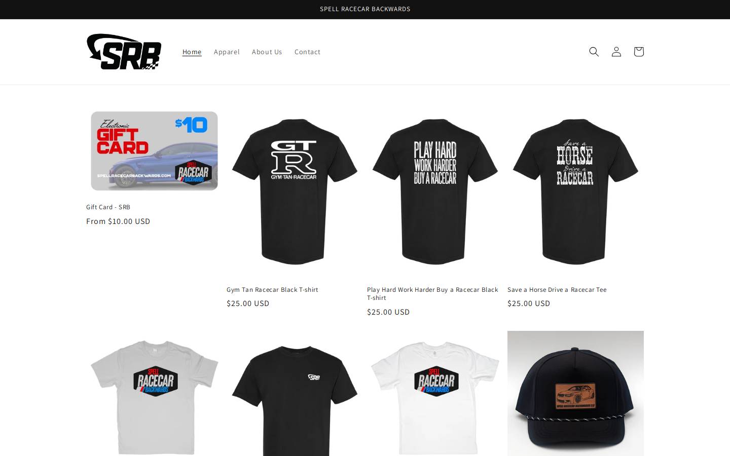 spellracecarbackwards.com homepage screenshot