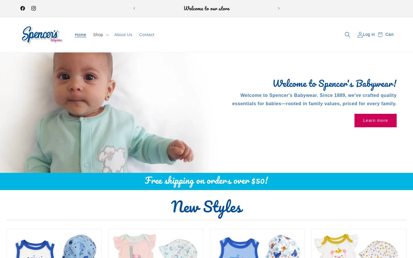 spencersbaby.com homepage screenshot