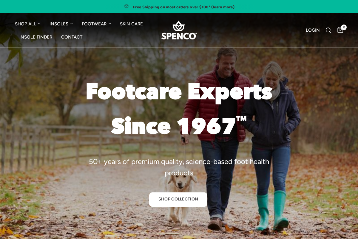 Spenco homepage screenshot