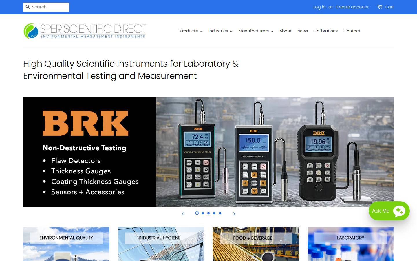 Sper Scientific homepage screenshot