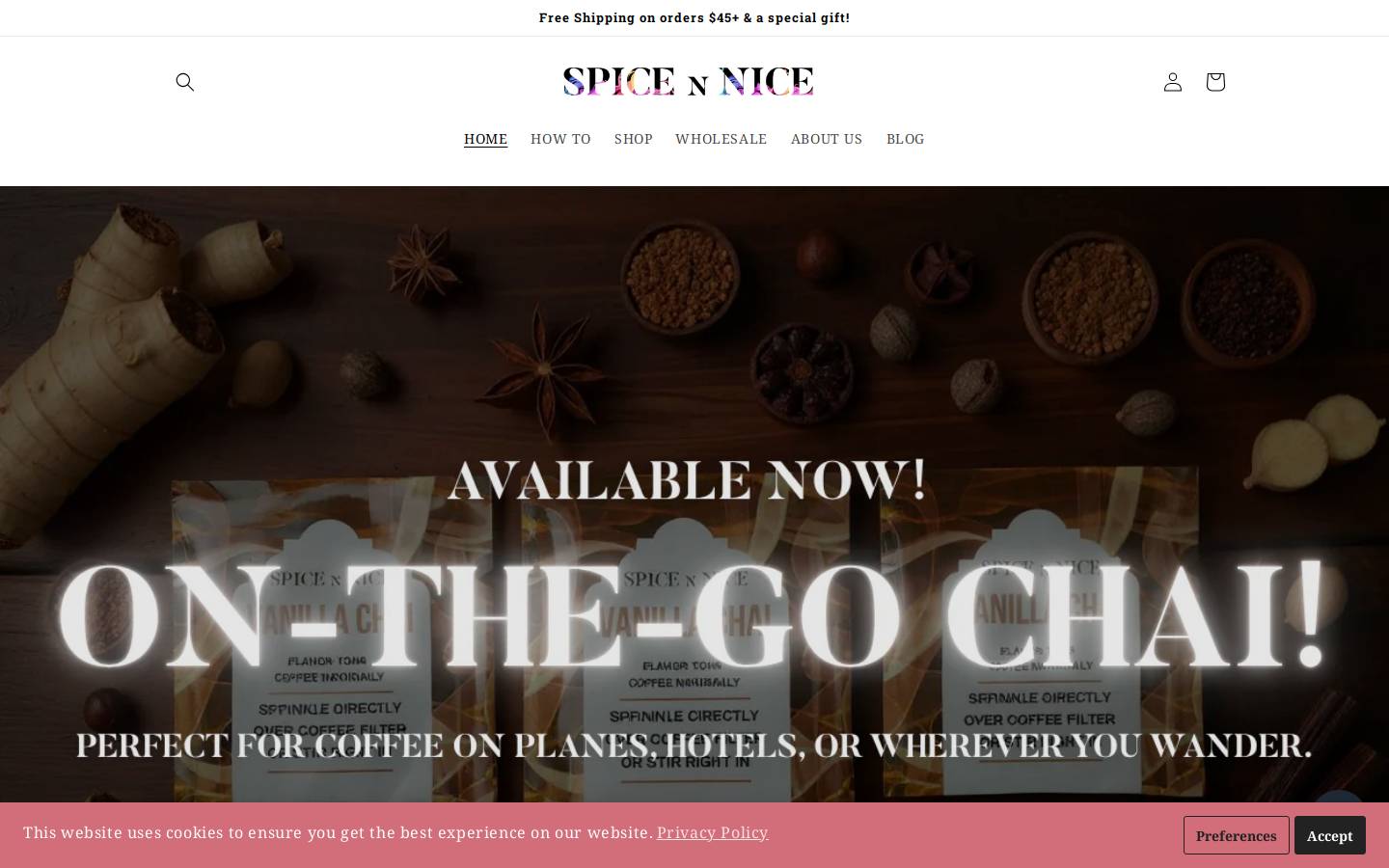 spice-n-nice.com homepage screenshot