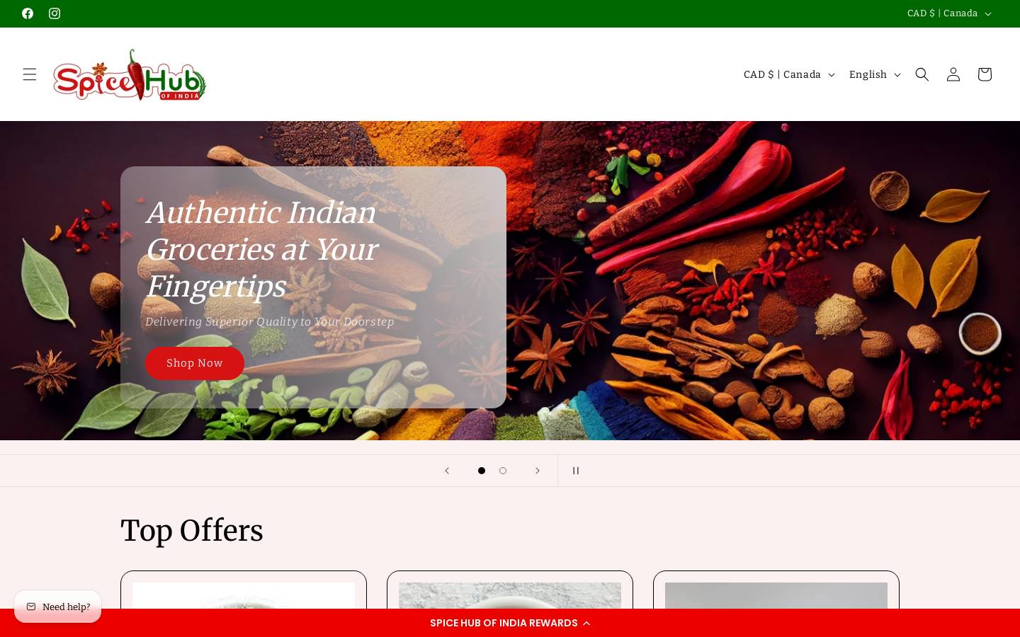 spicehubofindia.com homepage screenshot