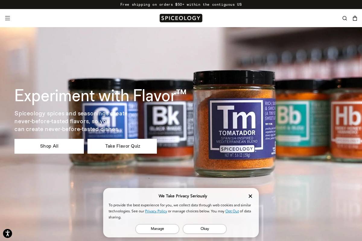 Spiceology homepage screenshot