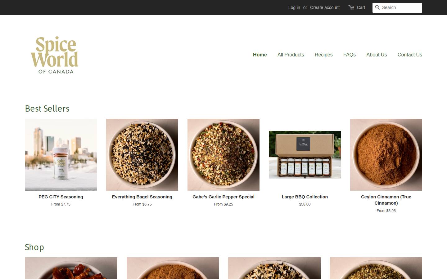 spiceworld.ca homepage screenshot