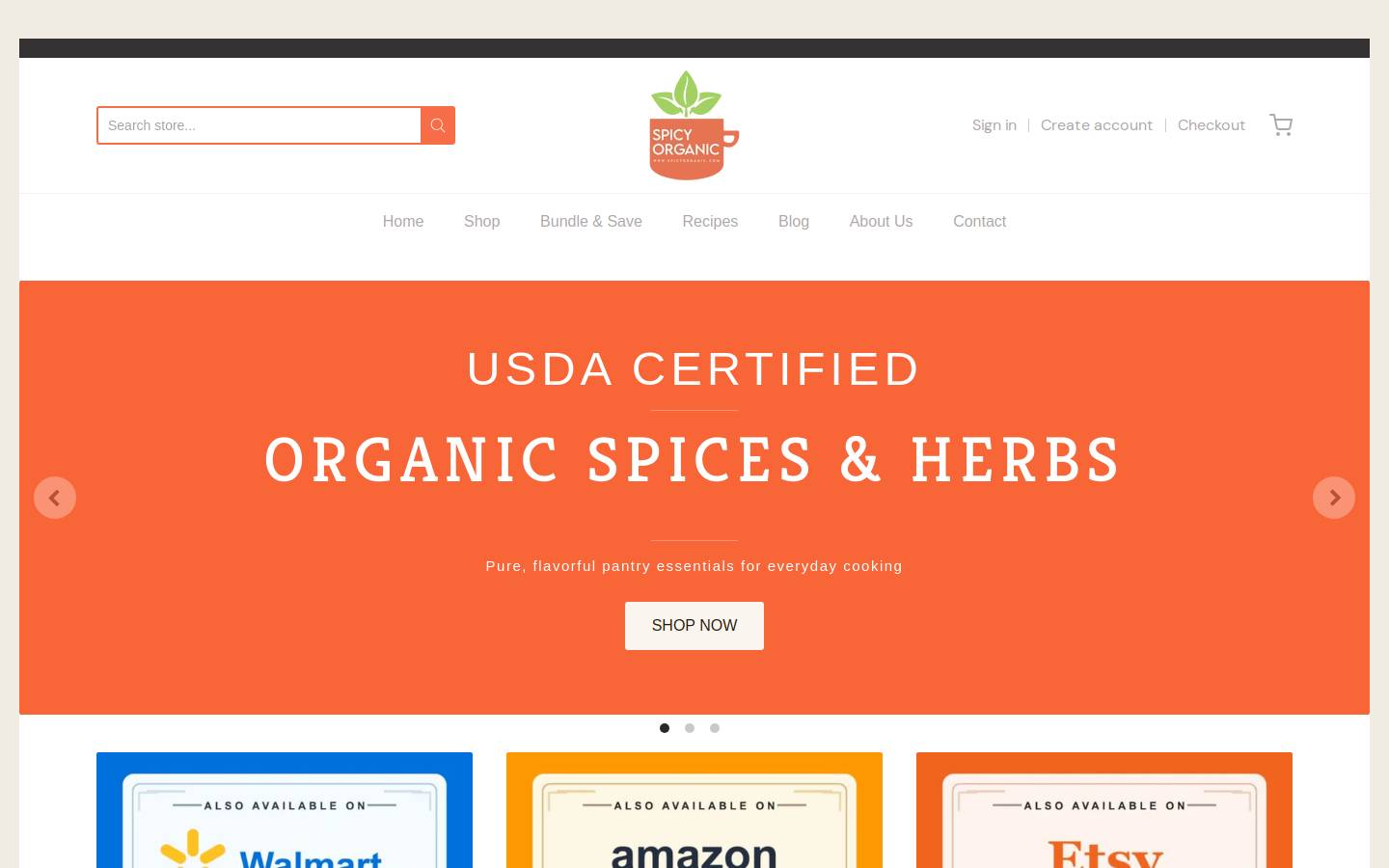 Spicyorganic homepage screenshot