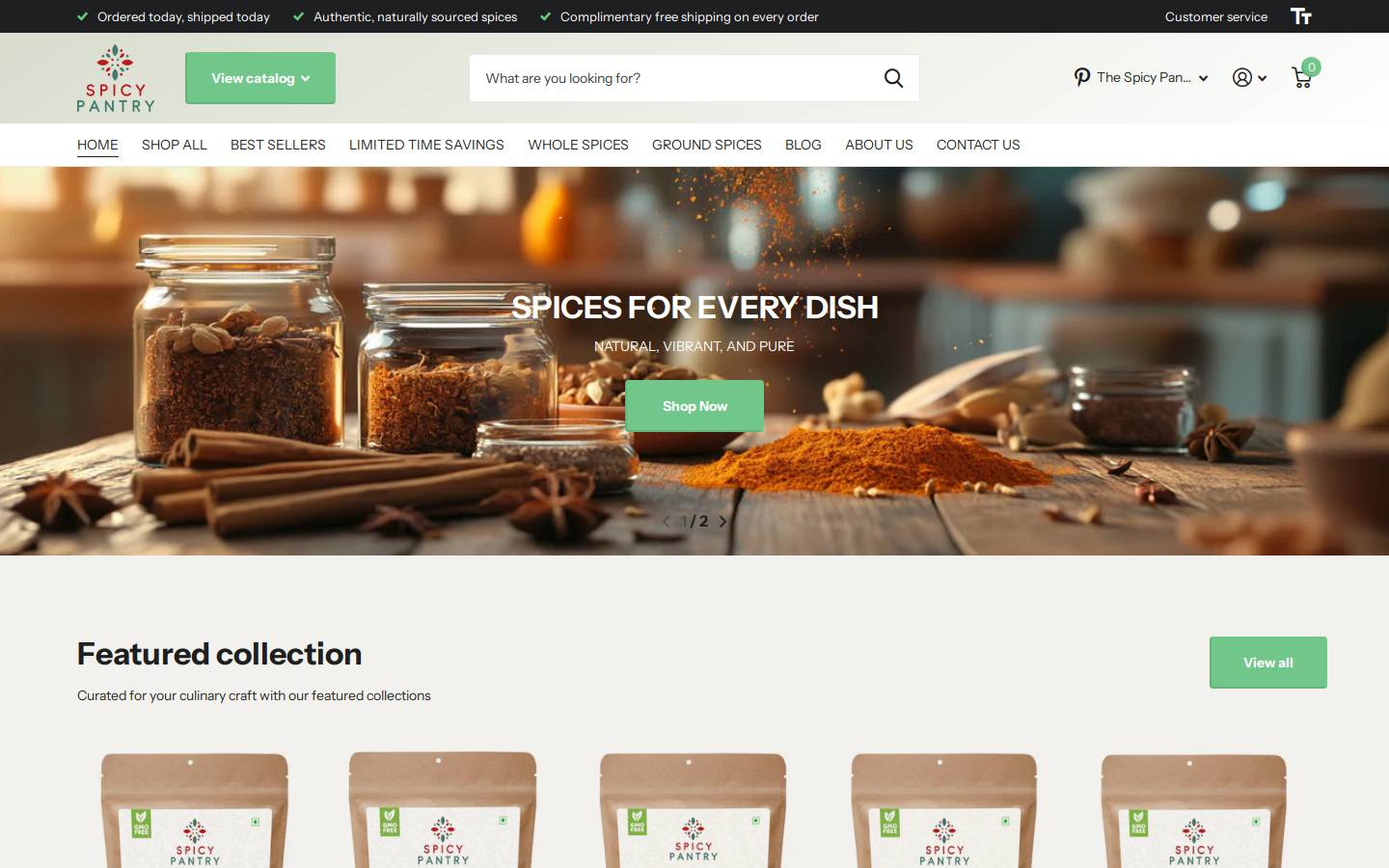 spicypantry.com homepage screenshot