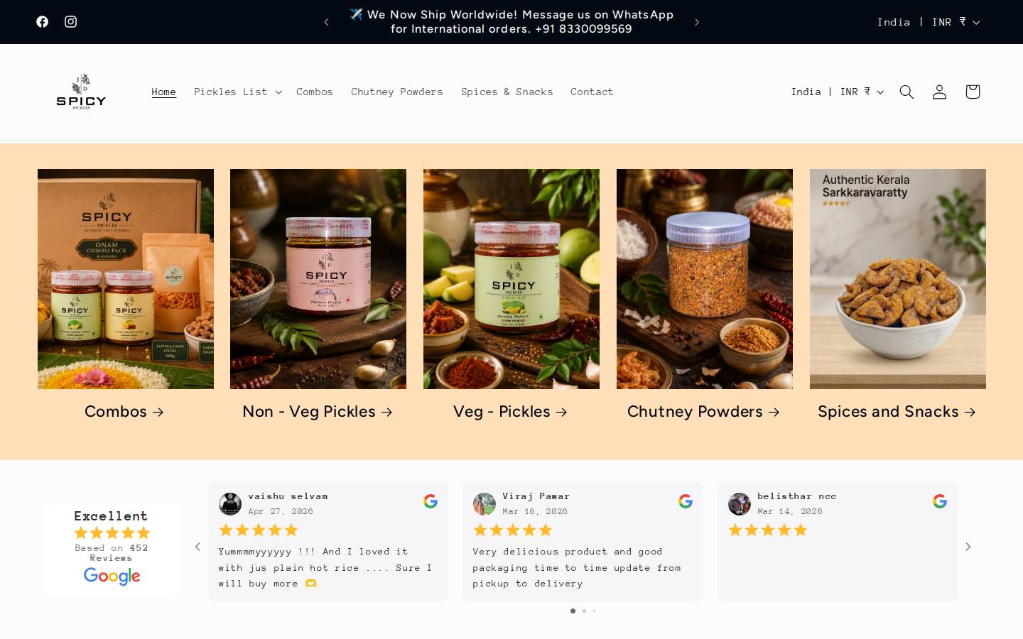 spicypickles.in homepage screenshot