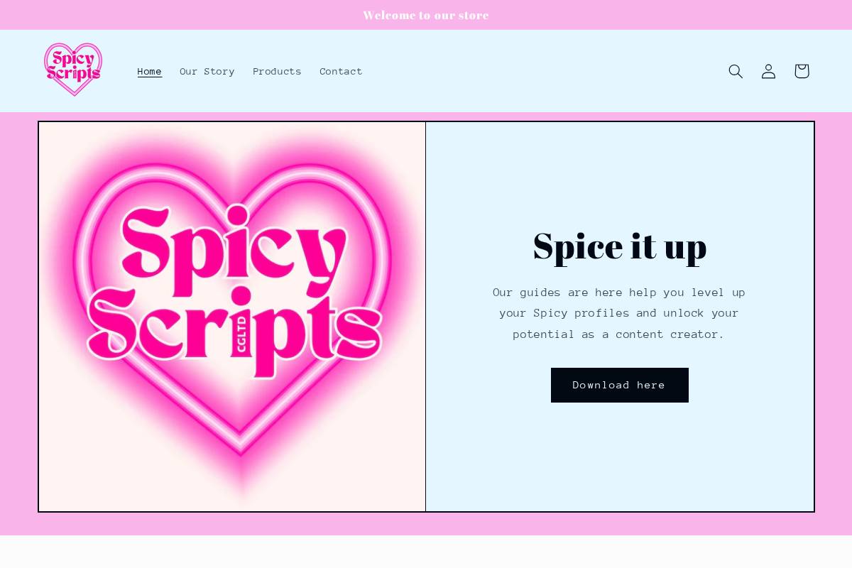 spicyscripts.store homepage screenshot