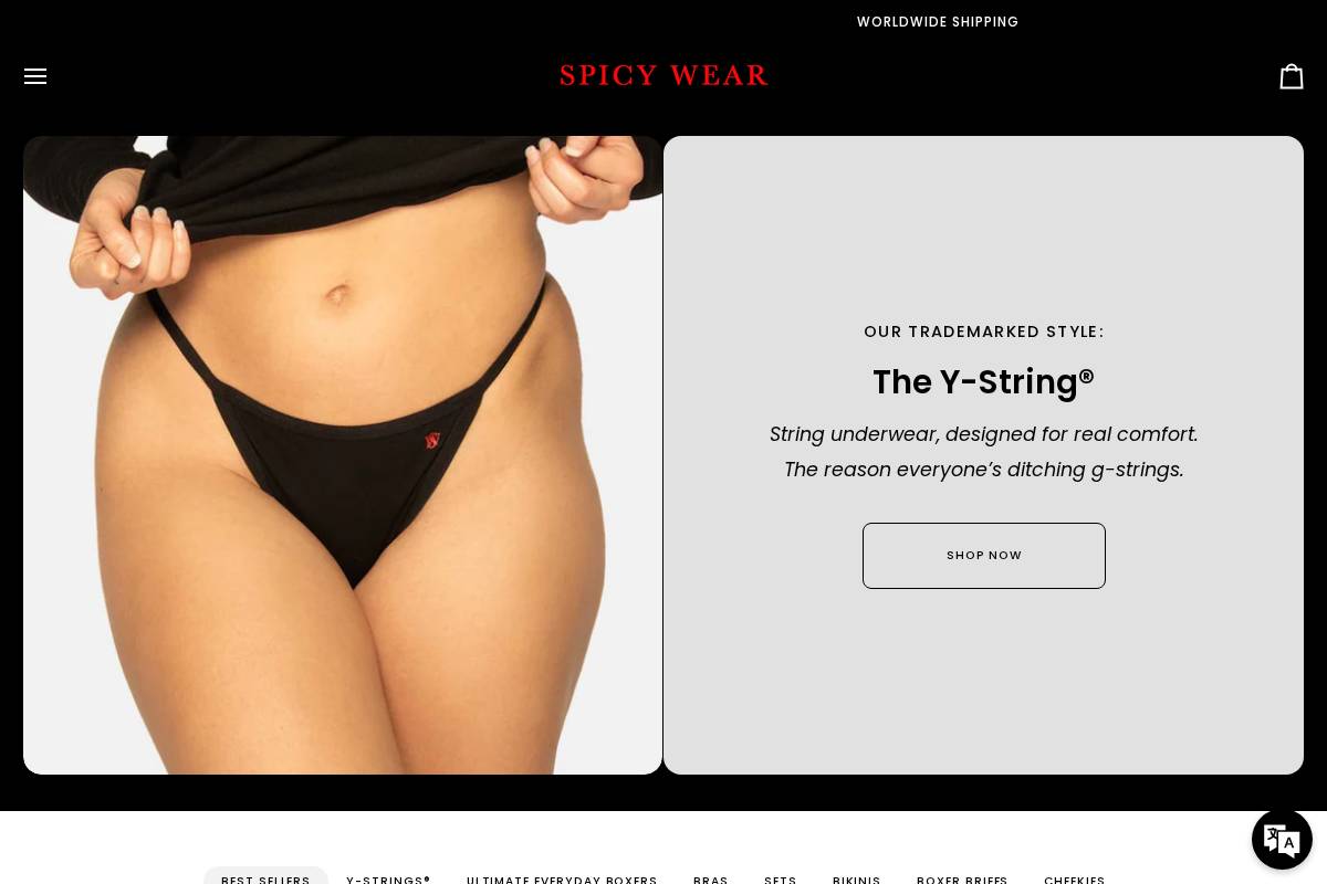spicywear.com homepage screenshot