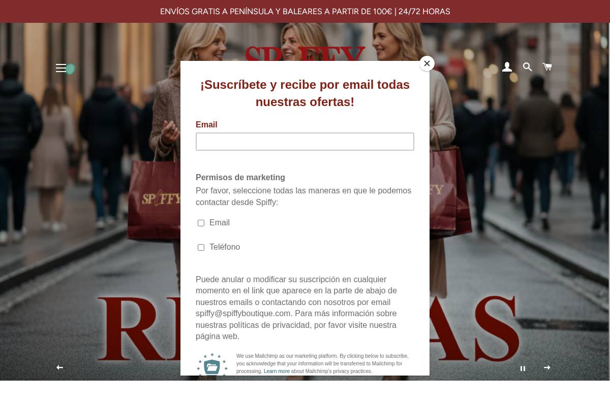 spiffyboutique.com homepage screenshot