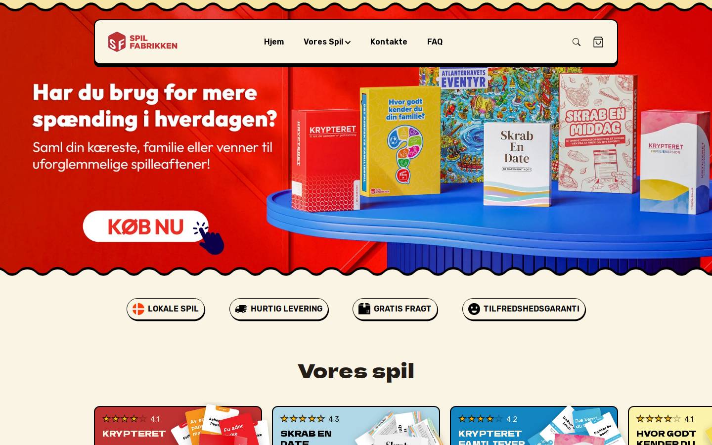 Spilfabrikken homepage screenshot