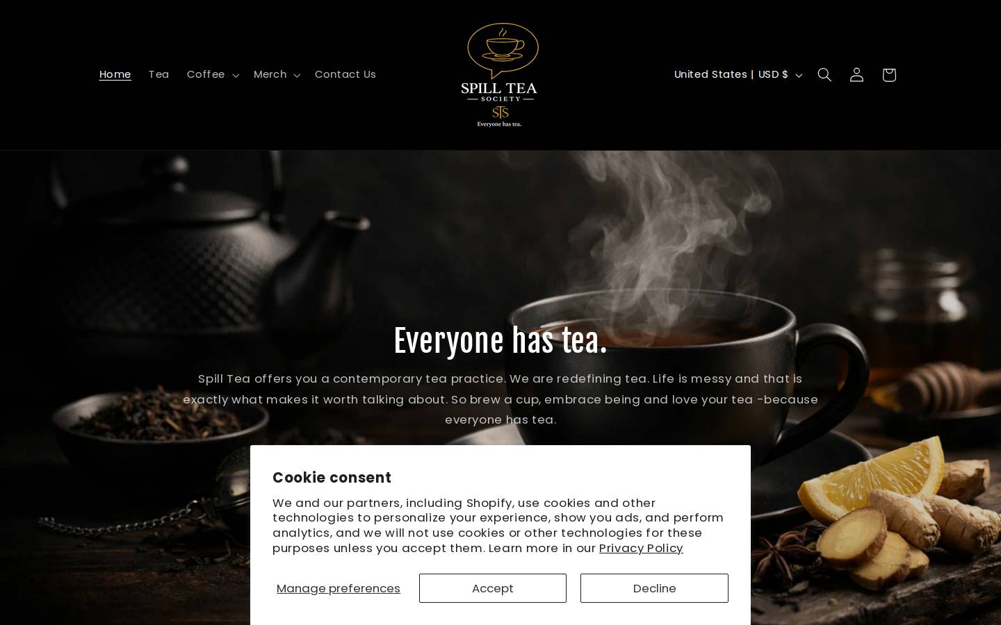 spillteasociety.com homepage screenshot