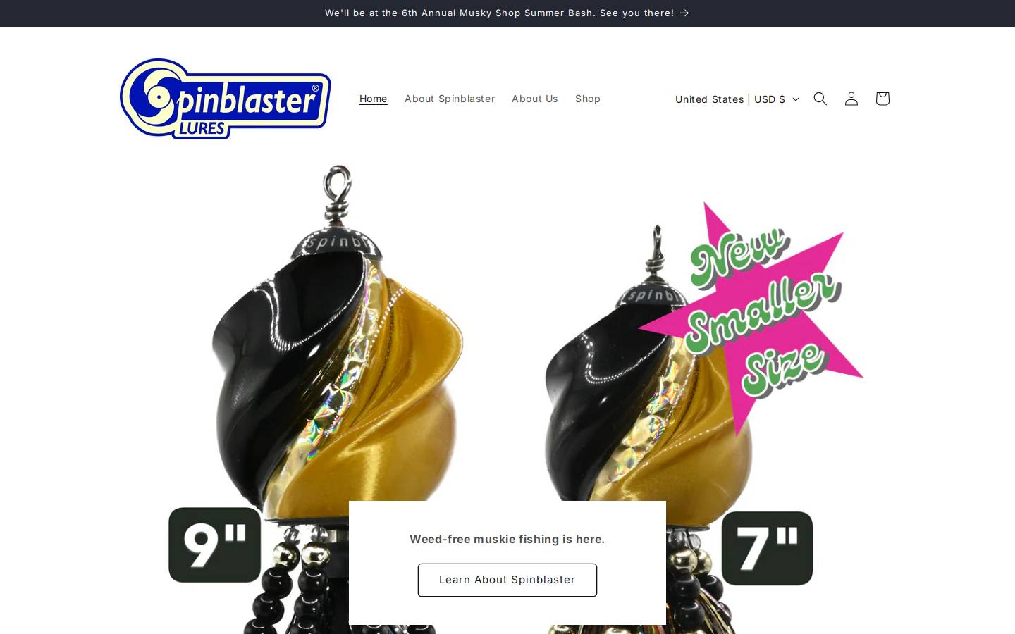 spinblasterlures.com homepage screenshot