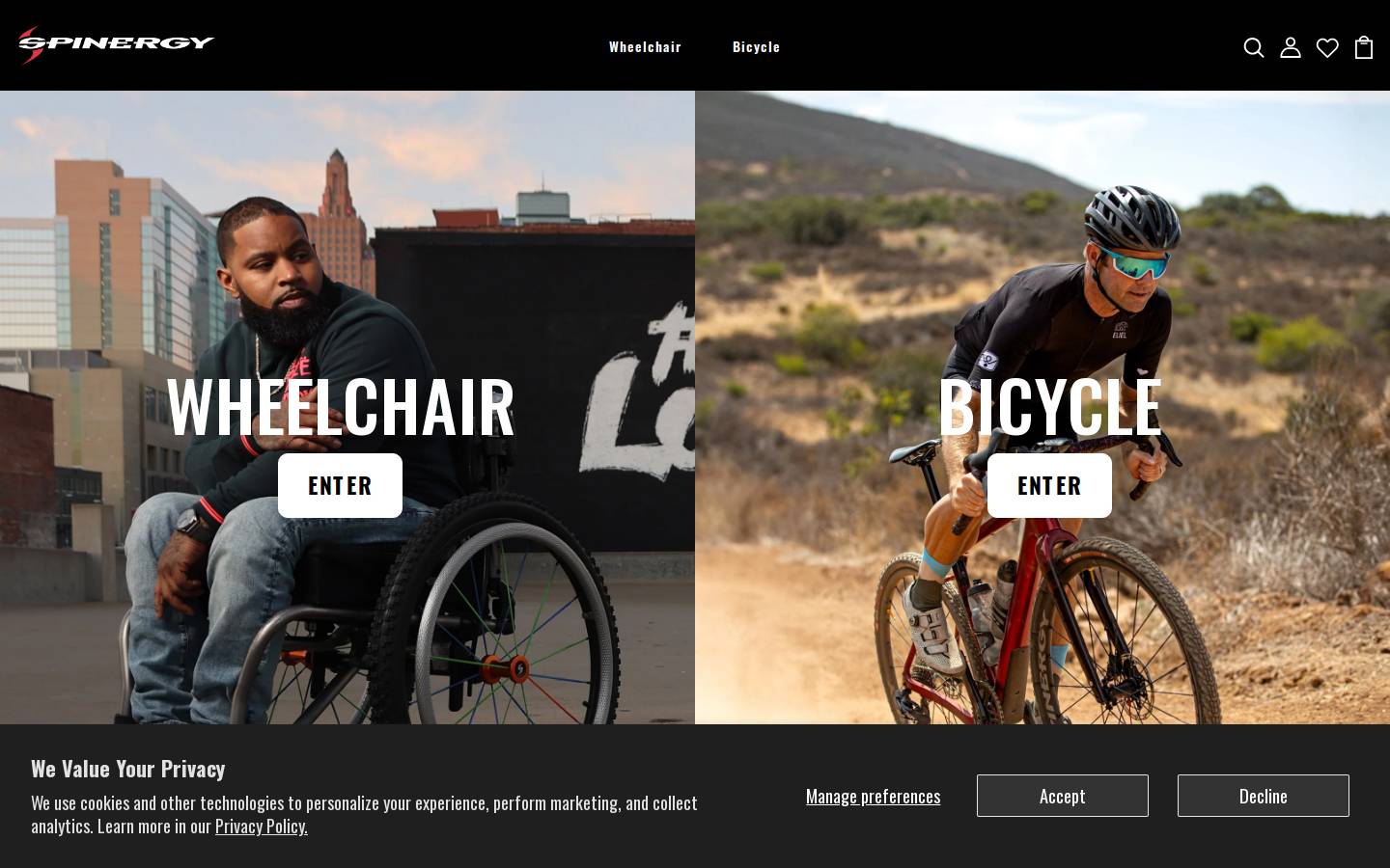 Spinergy homepage screenshot