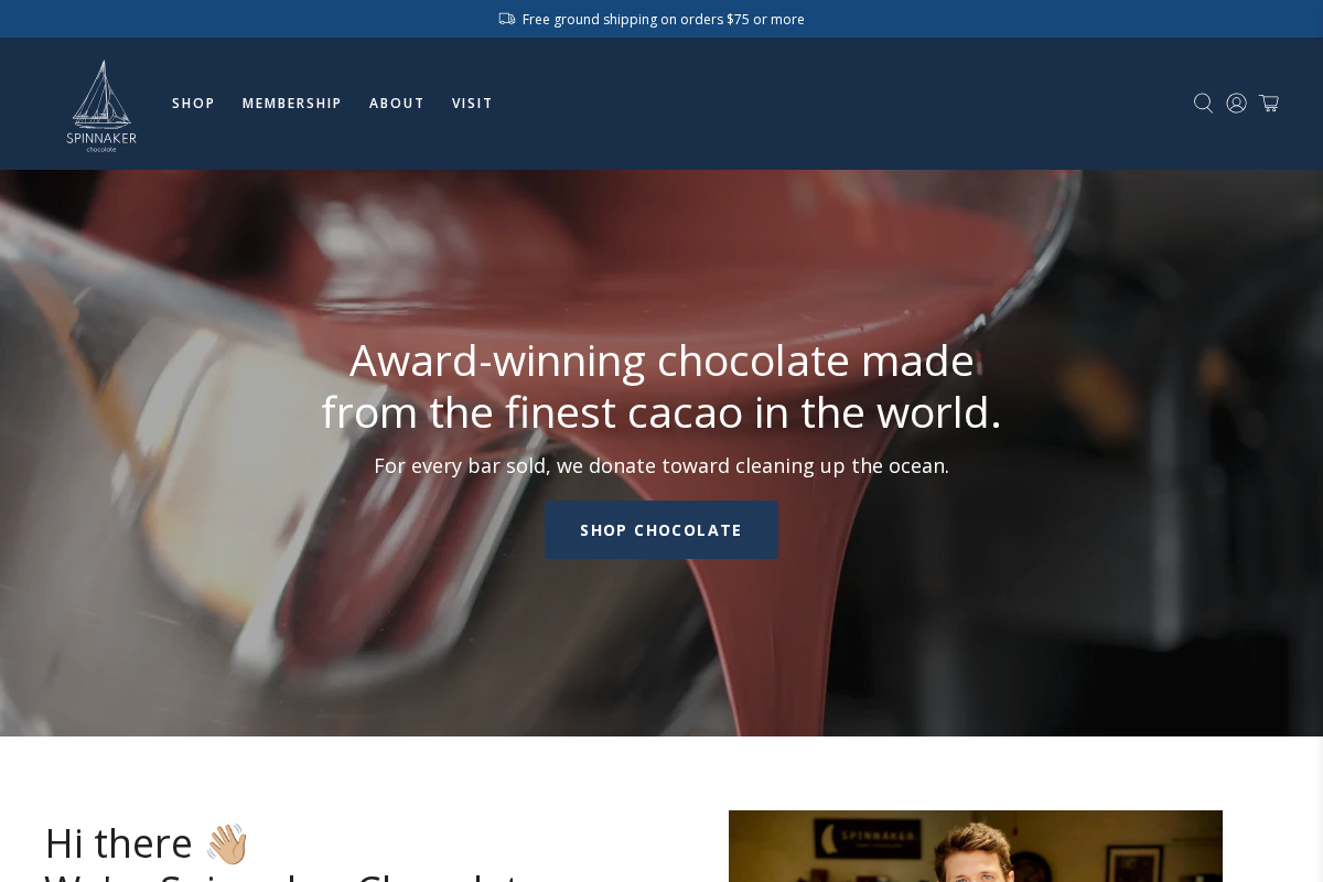 Spinnaker Chocolate homepage screenshot