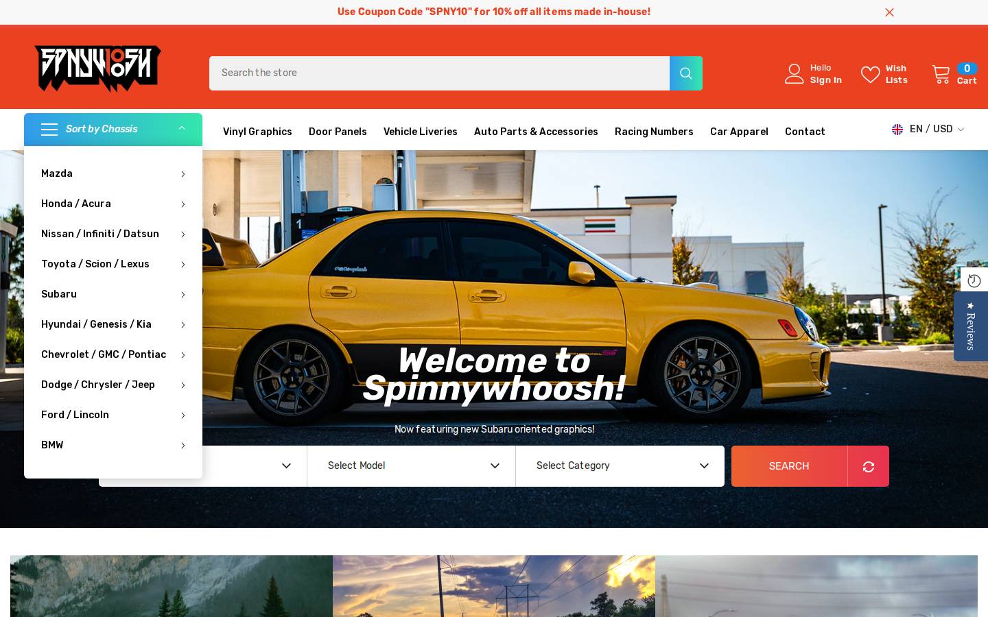 spinnywhoosh.com homepage screenshot
