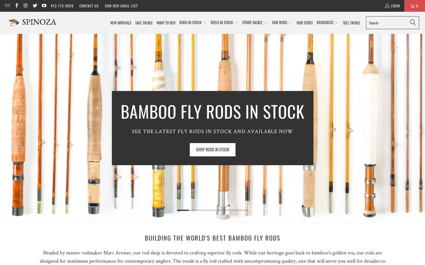 spinozarods.com homepage screenshot