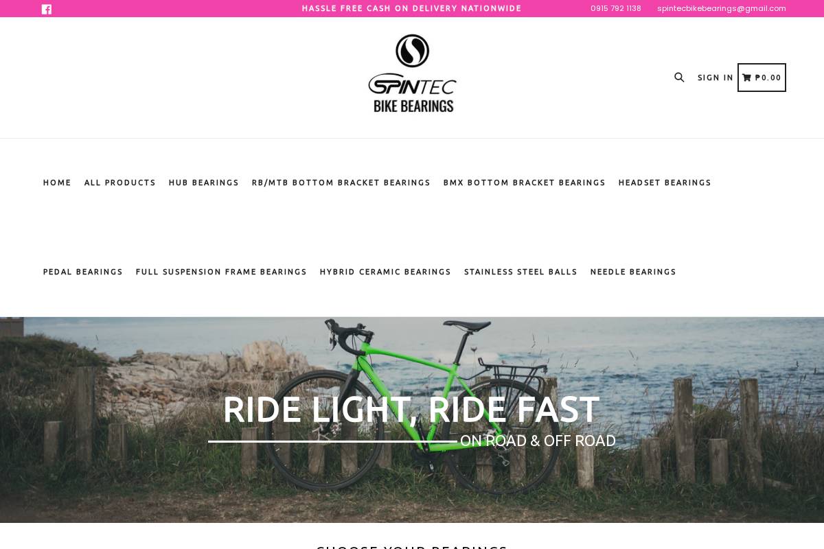 spintecbikebearings.com homepage screenshot