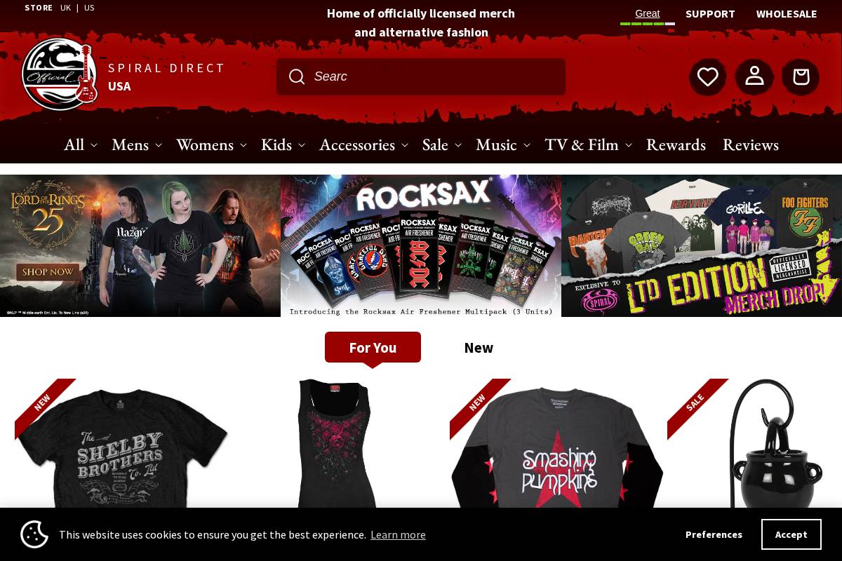 Spiral USA homepage screenshot