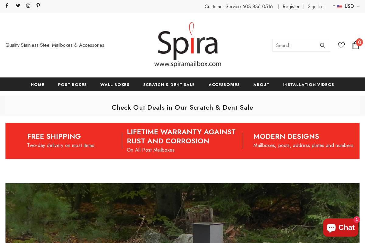 spiramailbox.com homepage screenshot