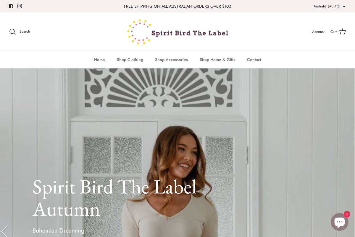 spiritbirdthelabel.com homepage screenshot