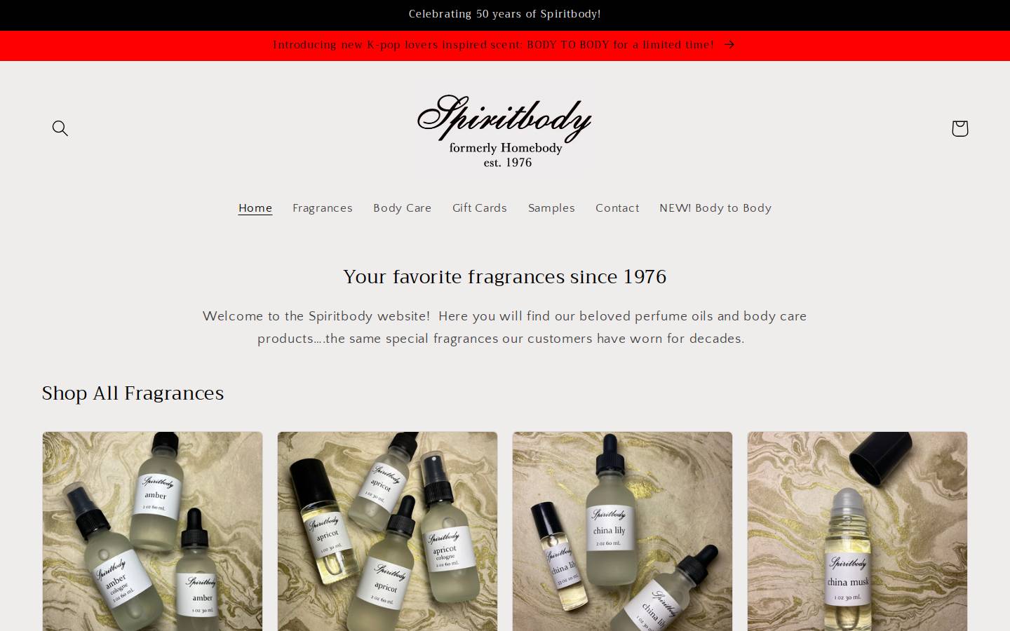spiritbody.com homepage screenshot