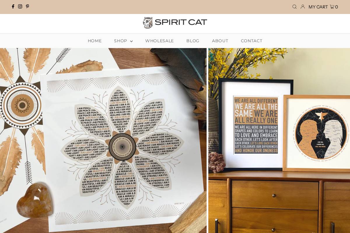 spiritcatart.com homepage screenshot