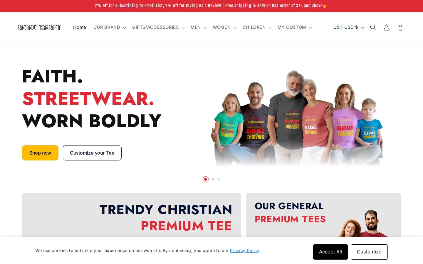 spiritcrafttshirts.com homepage screenshot