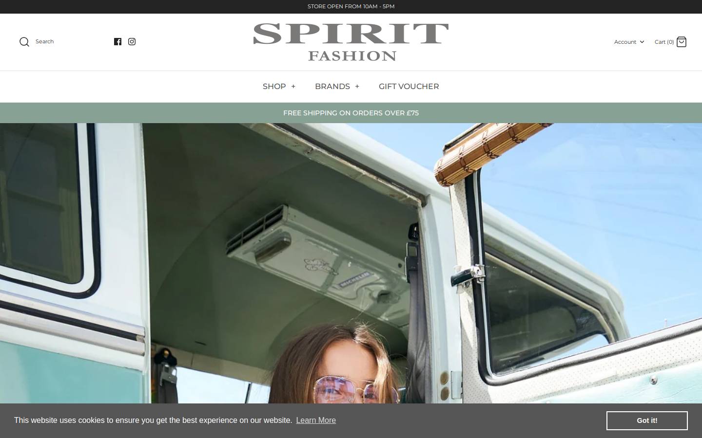 spiritfashion.co.uk homepage screenshot