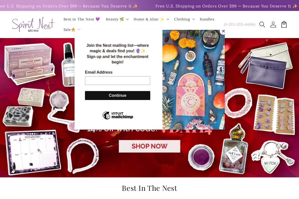 Spirit Nest homepage screenshot