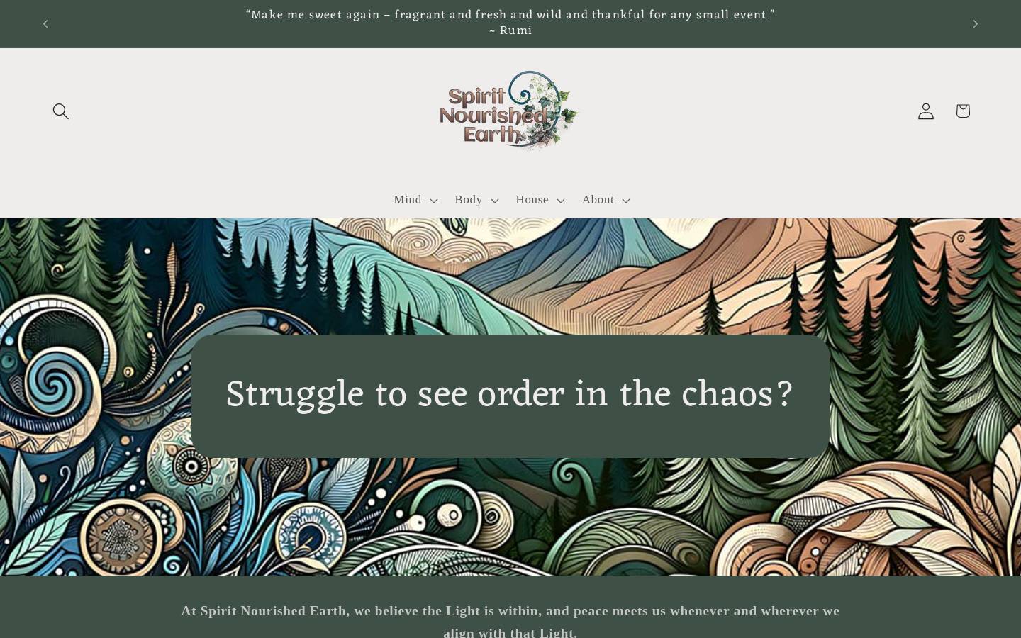 spiritnourishedearth.com homepage screenshot