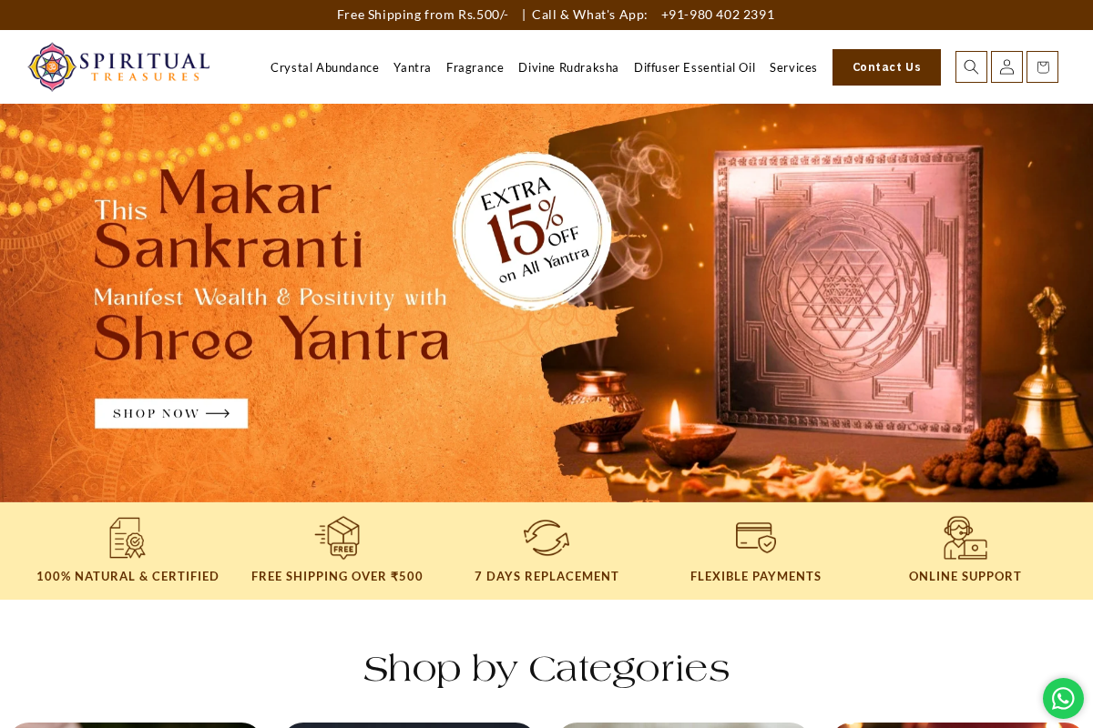 spiritualtreasures.in homepage screenshot