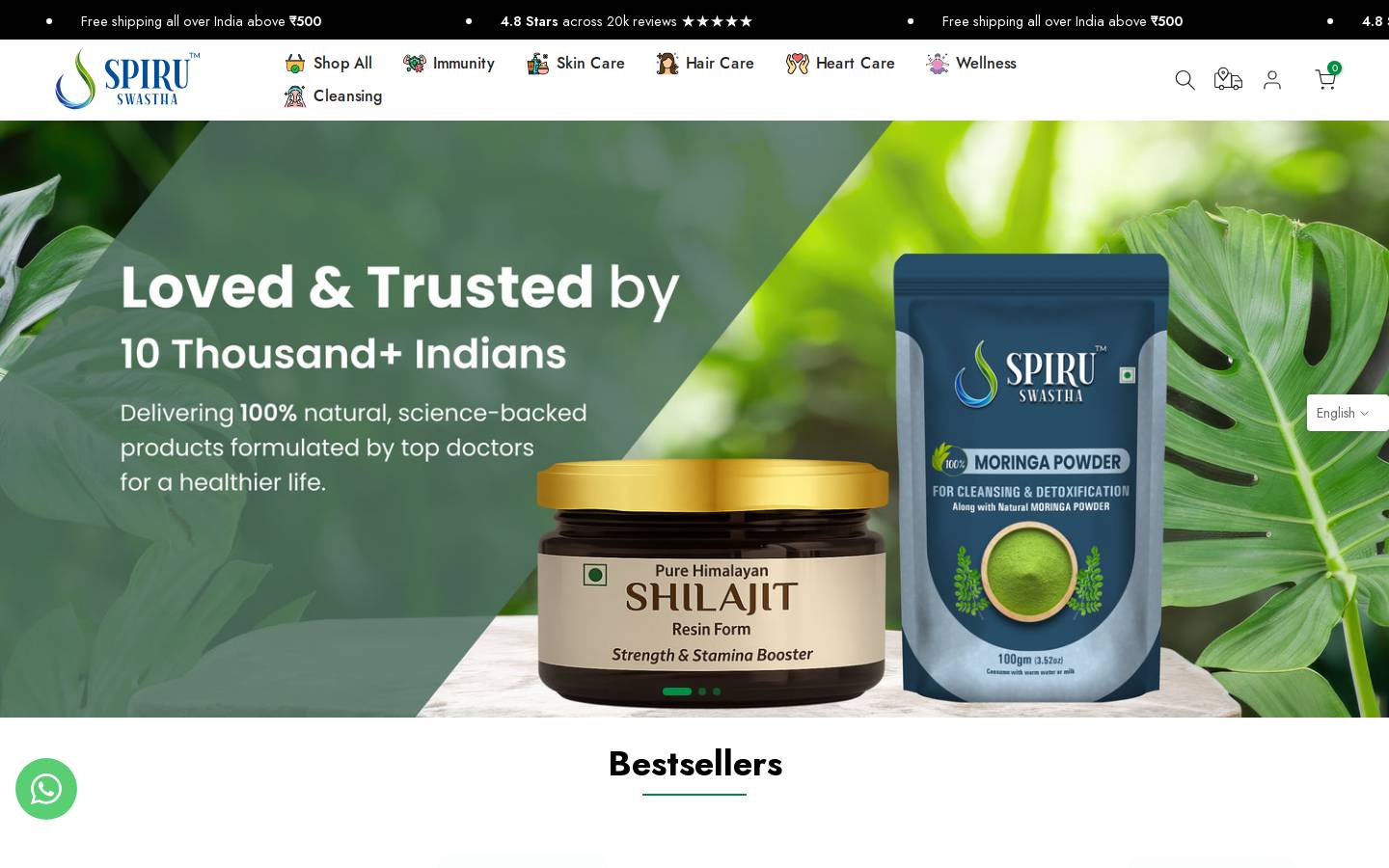spiruswastha.com homepage screenshot