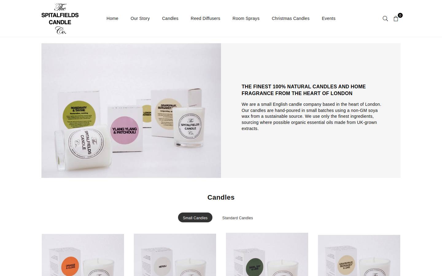 Spitalfieldscandles homepage screenshot
