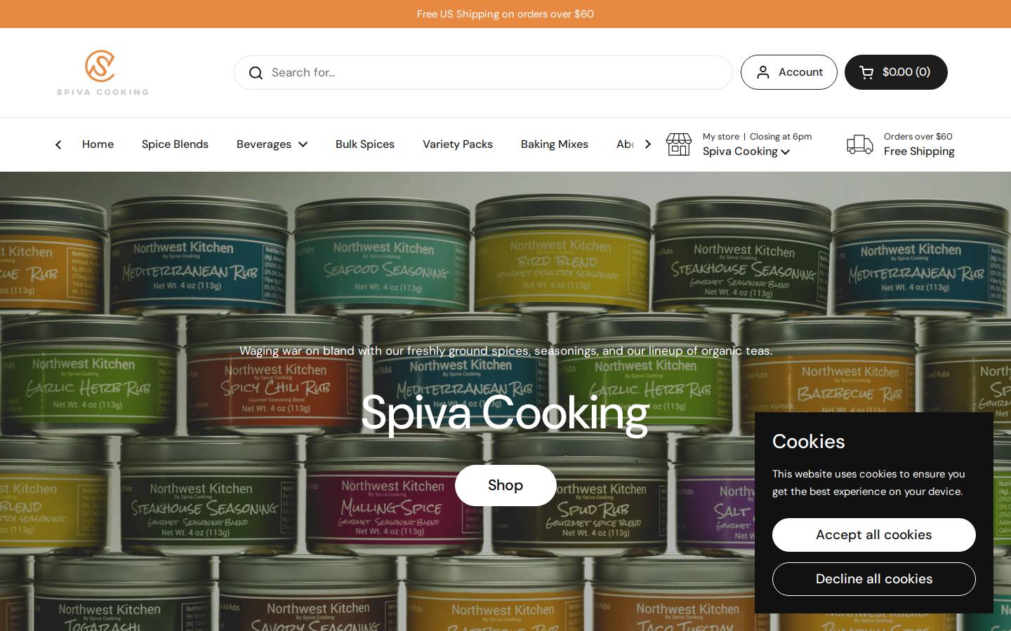 spivacooking.com homepage screenshot