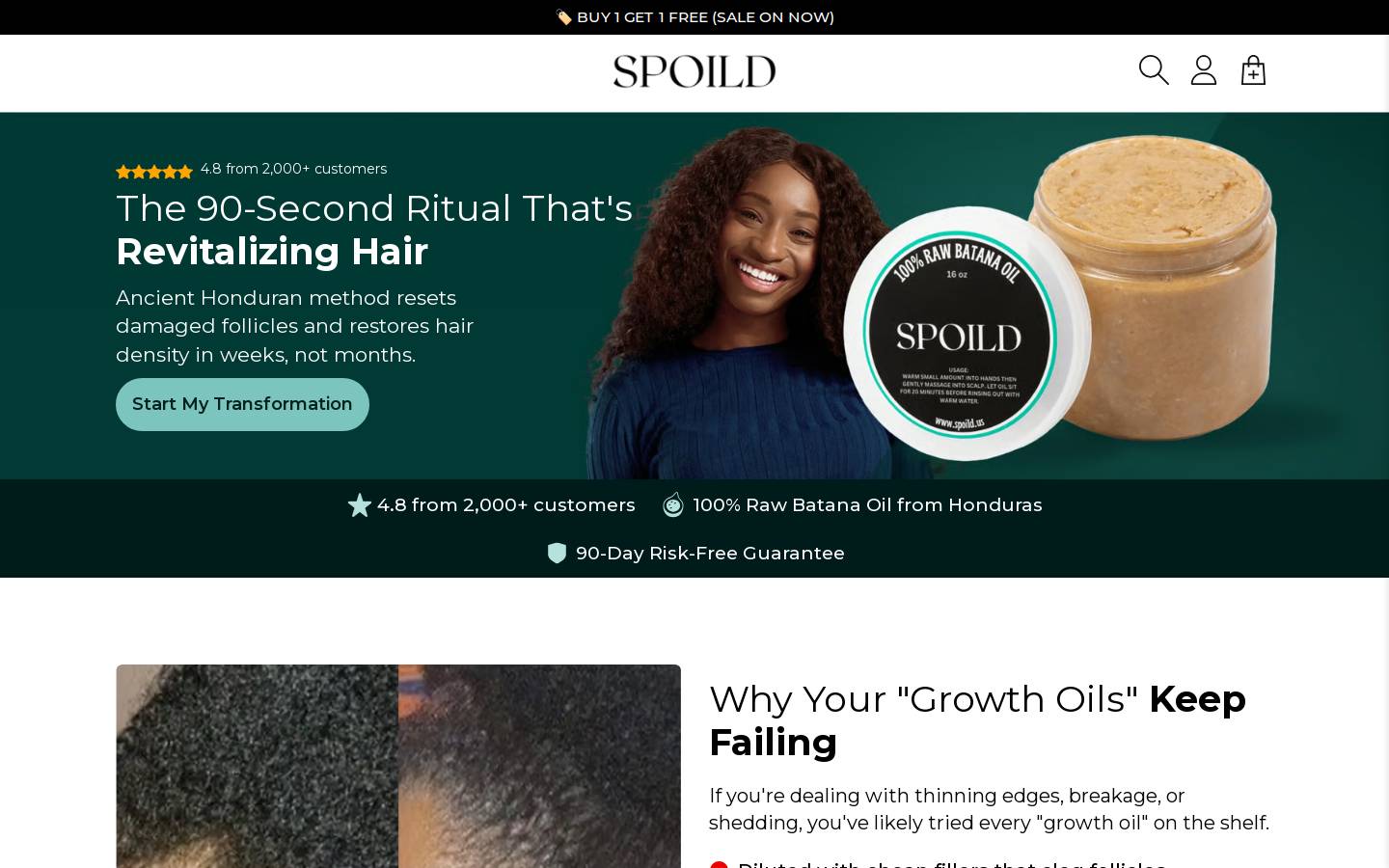 Spoild homepage screenshot