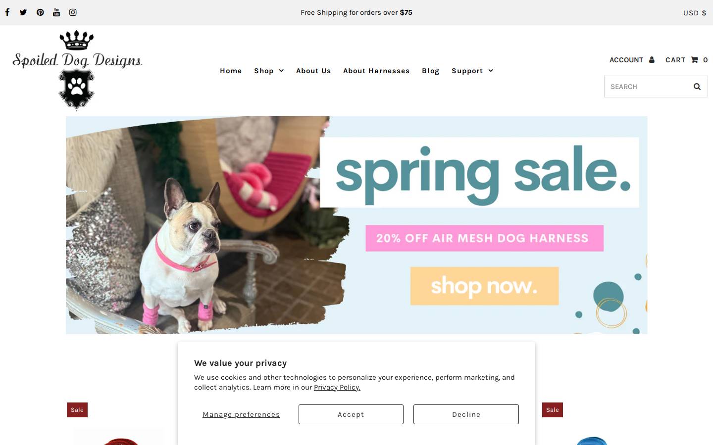 spoileddogdesigns.com homepage screenshot
