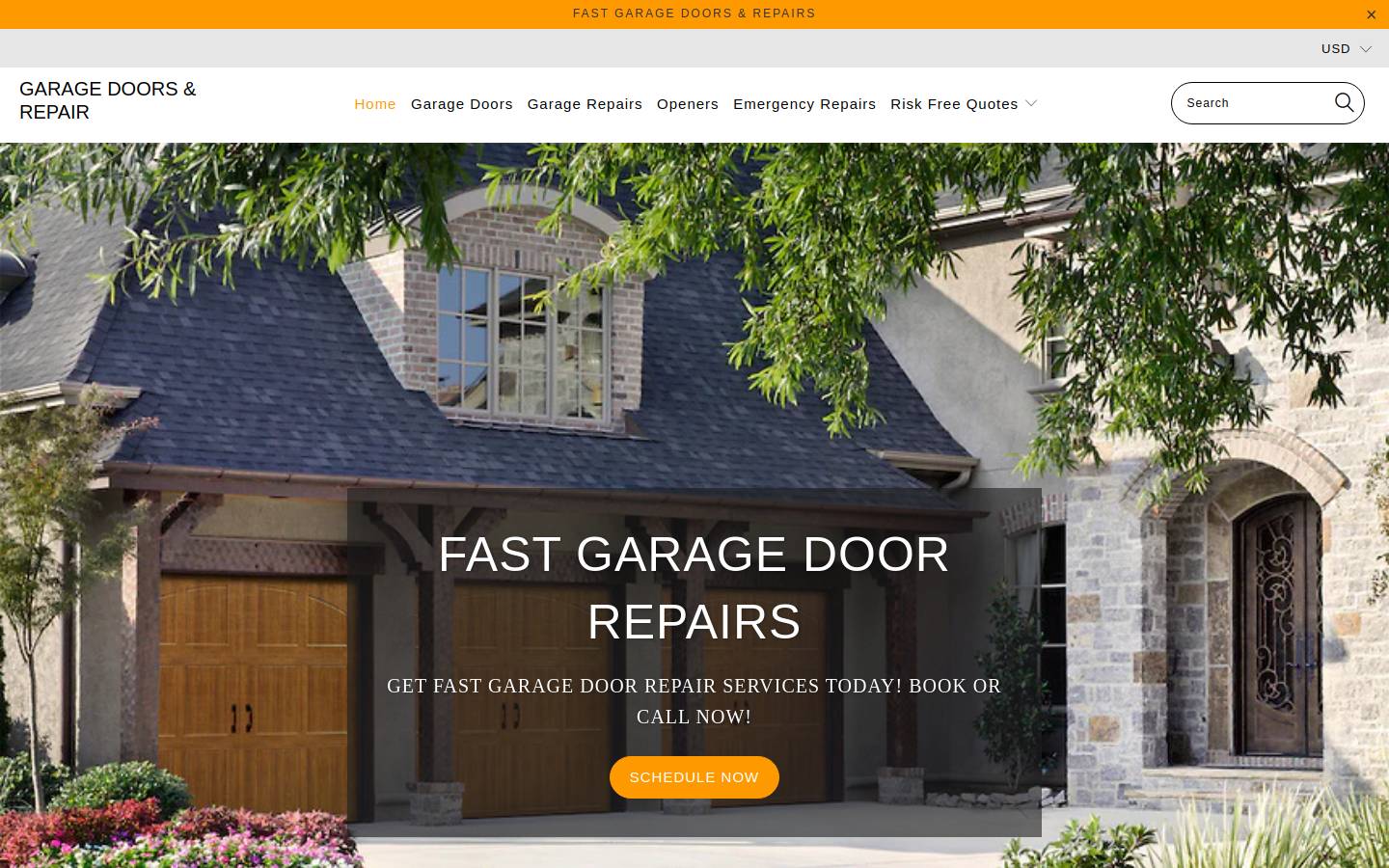 spokanegarage.com homepage screenshot