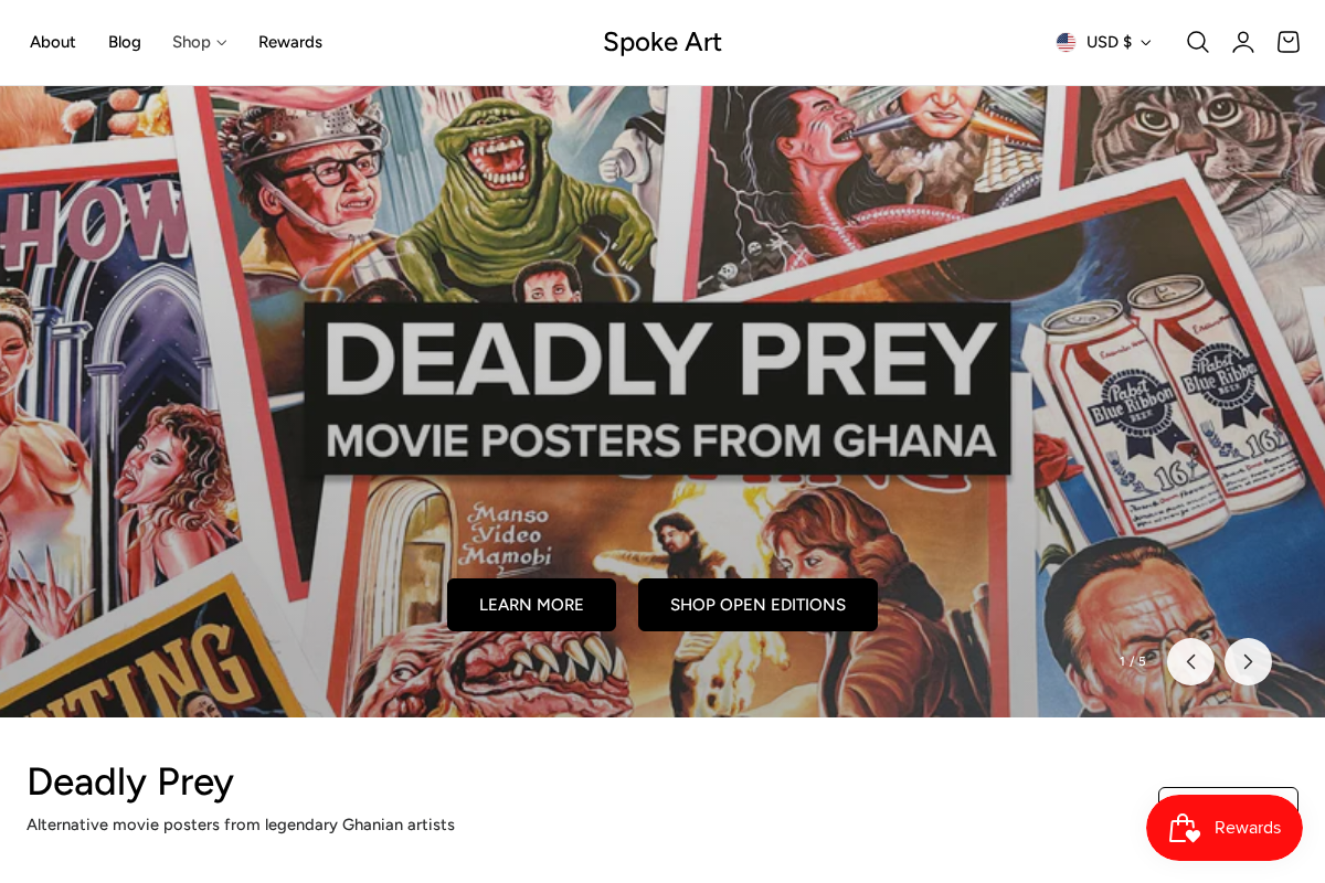 Spoke Art homepage screenshot