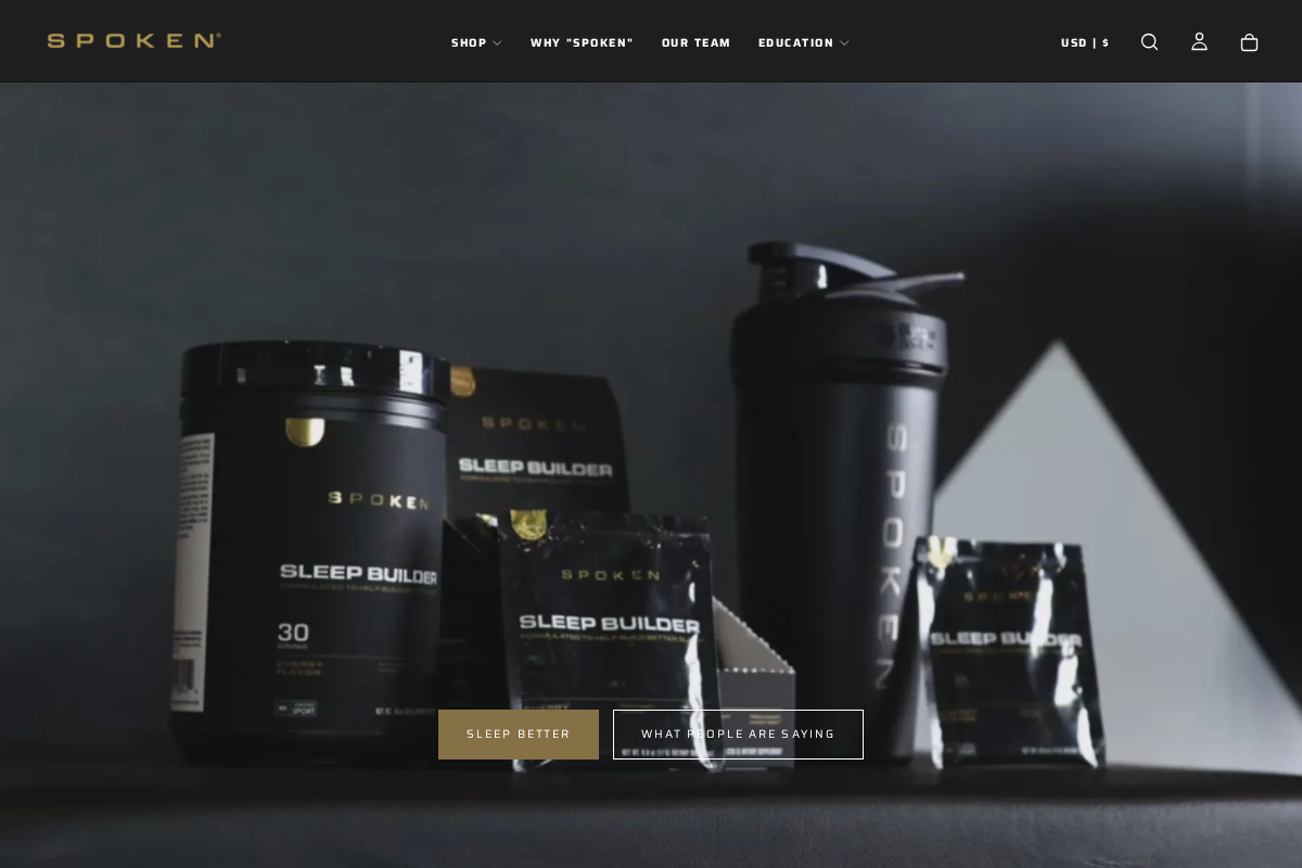 Spoken Nutrition homepage screenshot