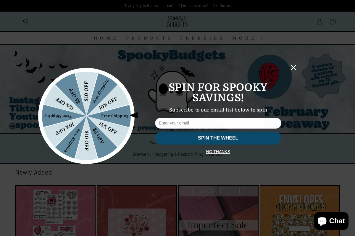 Spooky Budgets homepage screenshot
