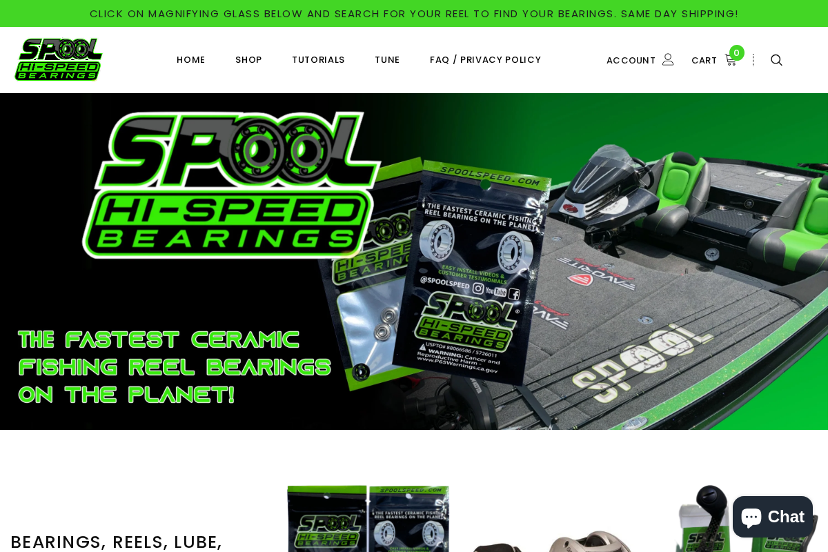 Spool Hi-Speed Bearings homepage screenshot