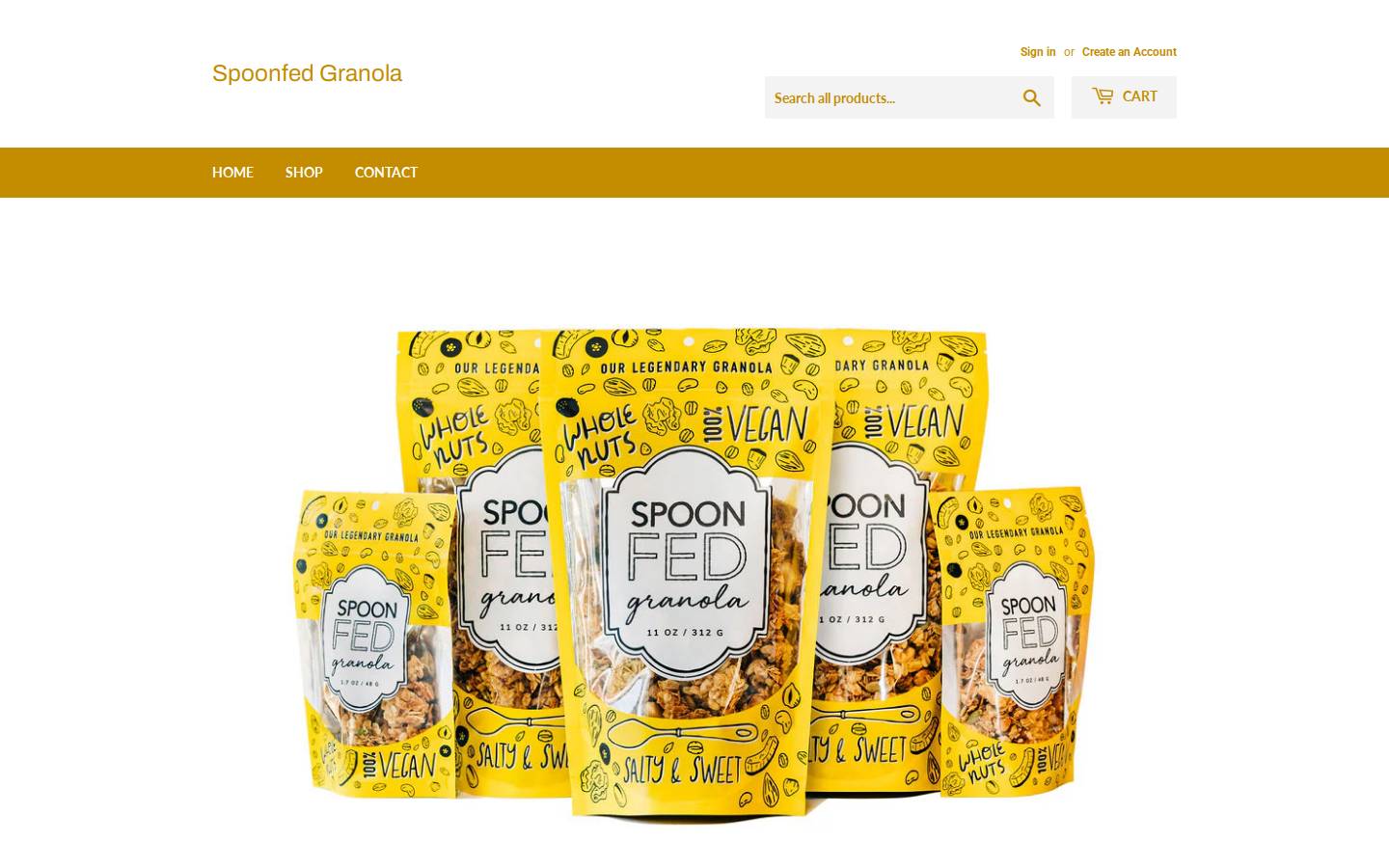 spoonfedgranola.com homepage screenshot