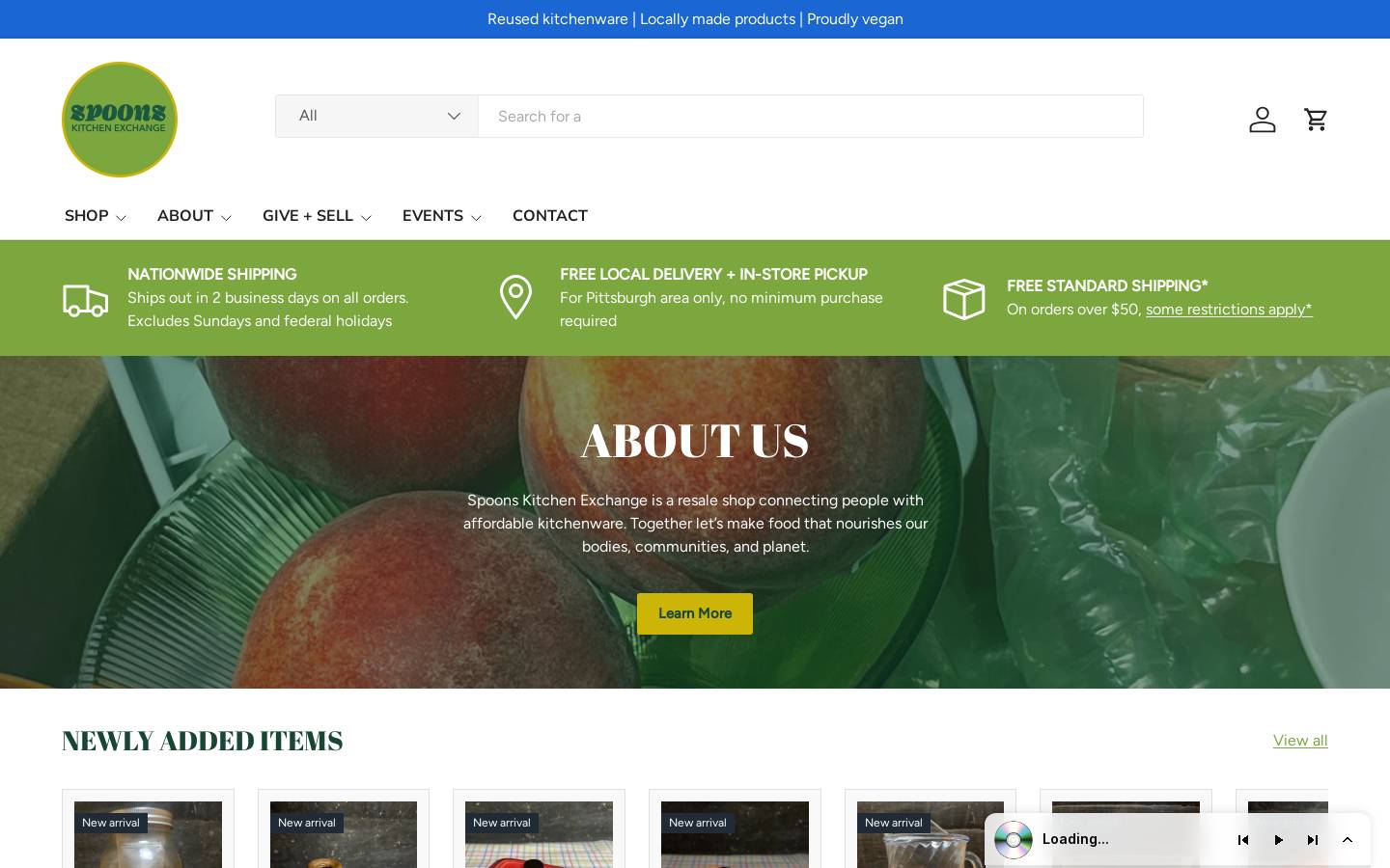 spoonskitchenexchange.com homepage screenshot