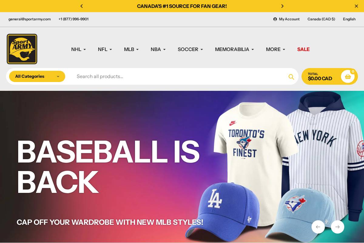 sportarmy.com homepage screenshot